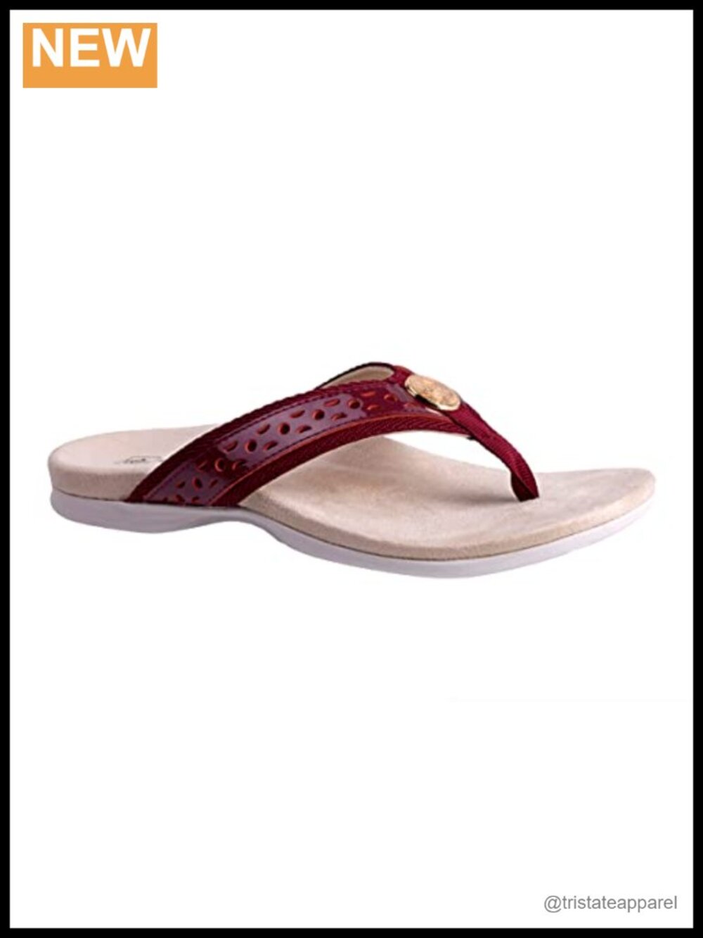 Spenco Starboard Leather Flip Flop Sandals Orthotic Arch Support